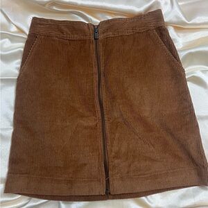 GAP Brown Corduroy Front-Zip Mini Skirt